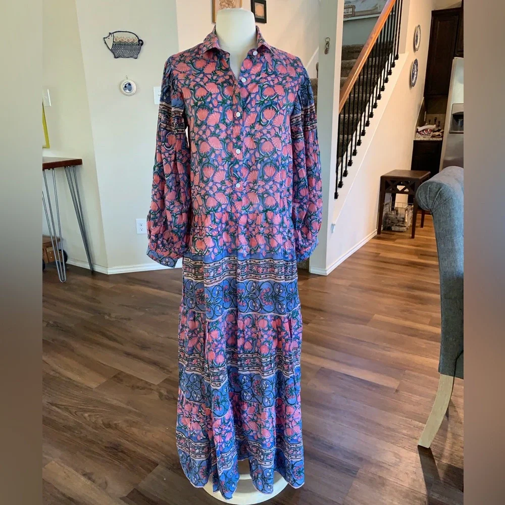 Beautiful boho Alicia Bell dress size Large silk/cotton fabric - Picture 2 of 8